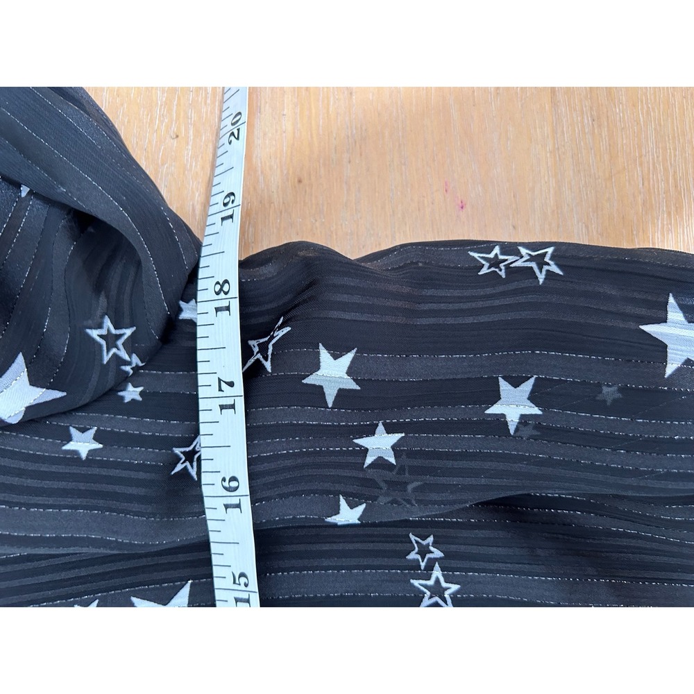 Cistar NY Celestial Star Print Blouse Sz M Black Metallic Whimsigoth Indie Boho - Picture 6 of 9